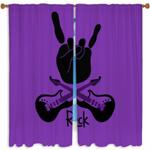 Background With Rock And Roll Sign Window Curtains 53833894