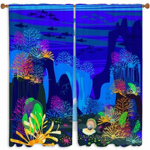 Background With The Underwater Scenery Window Curtains 61811189