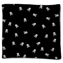 Background With White Skulls On Back Background, Seamless Blankets 50212900