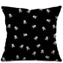 Background With White Skulls On Back Background, Seamless Pillows 50212900