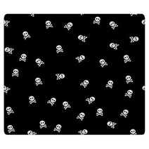 Background With White Skulls On Back Background, Seamless Rugs 50212900
