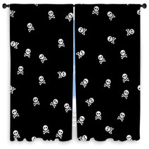 Background With White Skulls On Back Background, Seamless Window Curtains 50212900
