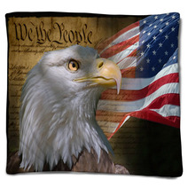 Bald Eagle And American Flag Blankets 862986