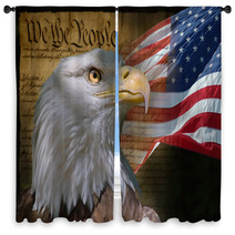 Bald Eagle And American Flag Window Curtains 862986