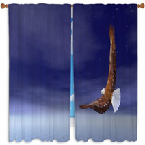 Bald Eagle Flying - 3D Render Window Curtains 68829973