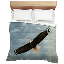 Bald Eagle In Flight Awaiting Fish Feeding Bedding 37443613