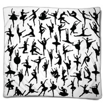 Ballerina Silhouette Vector Blankets 49819655