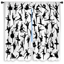 Ballerina Silhouette Vector Window Curtains 49819655