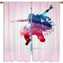 Ballerino, Ballerina Con Macchie Di Colore Window Curtains 52607006