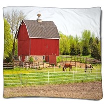Barn And Horses Blankets 98870674