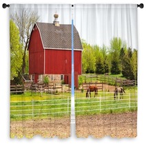Barn And Horses Window Curtains 98870674