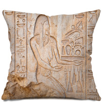Bas Relief In Medinet Habu Temple Luxor Egypt Pillows 58016980