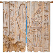 Bas Relief In Medinet Habu Temple Luxor Egypt Window Curtains 58016980