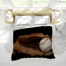 Baseball And Bat On Black Bedding 713375