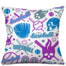 Baseball And Softball Seamless Pattern Pillows 171128030