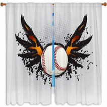 Baseball Ball Design Element Window Curtains 24716406