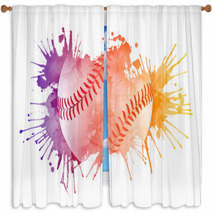 Baseball Ball Window Curtains 32655849