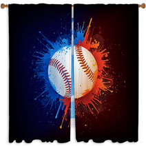 Baseball Ball Window Curtains 34678575