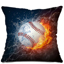 Baseball Ball With Fire And Thunder Pillows 25479552