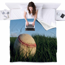Baseball Close Up In Grass Blankets 6648442