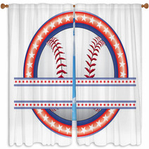 Baseball Design - Red White And Blue Window Curtains 63979699