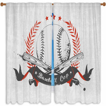 Baseball Emblem Window Curtains 72679139