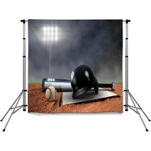 Baseball Equipment Under Spotlight Backdrops 59794876