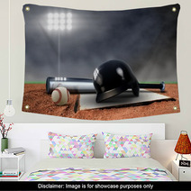Baseball Equipment Under Spotlight Wall Art 59794876