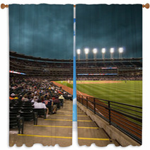Baseball Game Before Storm  Window Curtains 8263027