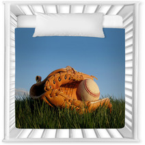 Baseball Glove With Ball Resting In A Grass Field Nursery Decor 12042465