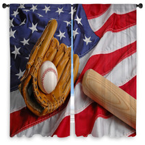 Baseball In America Window Curtains 1367494