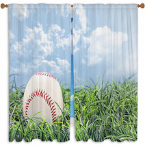 Baseball In Grass Window Curtains 50102253