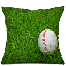 Baseball On Green Grass Pitch Pillows 42871124