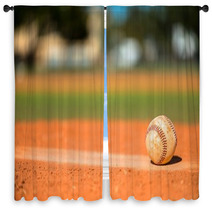 Baseball On Pitchers Mound Window Curtains 75955601