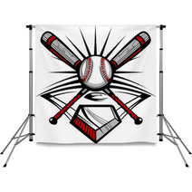 Baseball Or Softball Crossed Bats With Ball Image Template Backdrops 34882518