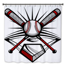 Baseball Or Softball Crossed Bats With Ball Image Template Bath Decor 34882518