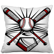 Baseball Or Softball Crossed Bats With Ball Image Template Pillows 34882518