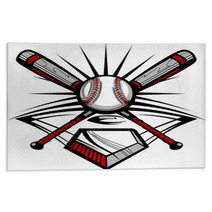 Baseball Or Softball Crossed Bats With Ball Image Template Rugs 34882518