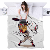 Baseball Player Hitting Ball Blankets 123649687