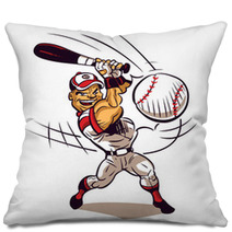 Baseball Player Hitting Ball Pillows 123649687