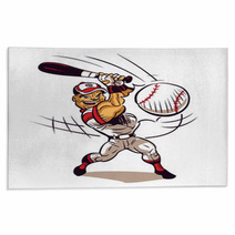 Baseball Player Hitting Ball Rugs 123649687