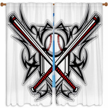 Baseball Softball Bats Tribal Graphic Image Window Curtains 34801342