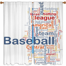 Baseball Sports Background Concept Window Curtains 23348075
