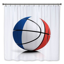 Basketball Ball Flag Of France Isolated On White Background Bath Decor 67621868