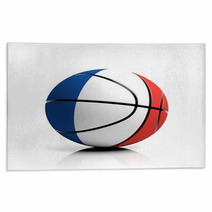 Basketball Ball Flag Of France Isolated On White Background Rugs 67621868