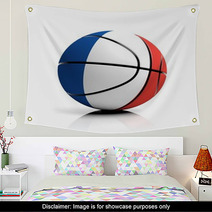 Basketball Ball Flag Of France Isolated On White Background Wall Art 67621868