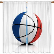 Basketball Ball Flag Of France Isolated On White Background Window Curtains 67621868