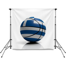Basketball Ball Flag Of Greece Isolated On White Background Backdrops 67621940