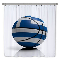 Basketball Ball Flag Of Greece Isolated On White Background Bath Decor 67621940