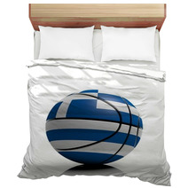Basketball Ball Flag Of Greece Isolated On White Background Bedding 67621940